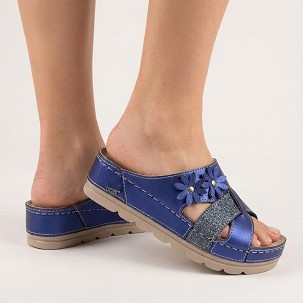 D-1403 metál sötétkék papucs 37