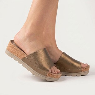 D-1401 metál bronz papucs 39